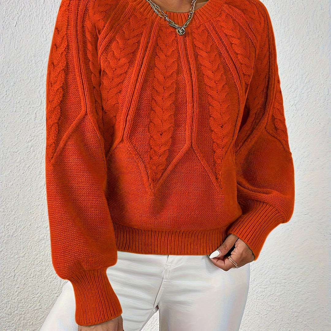 Anselma | Women Raglan Cable Knit Pullover