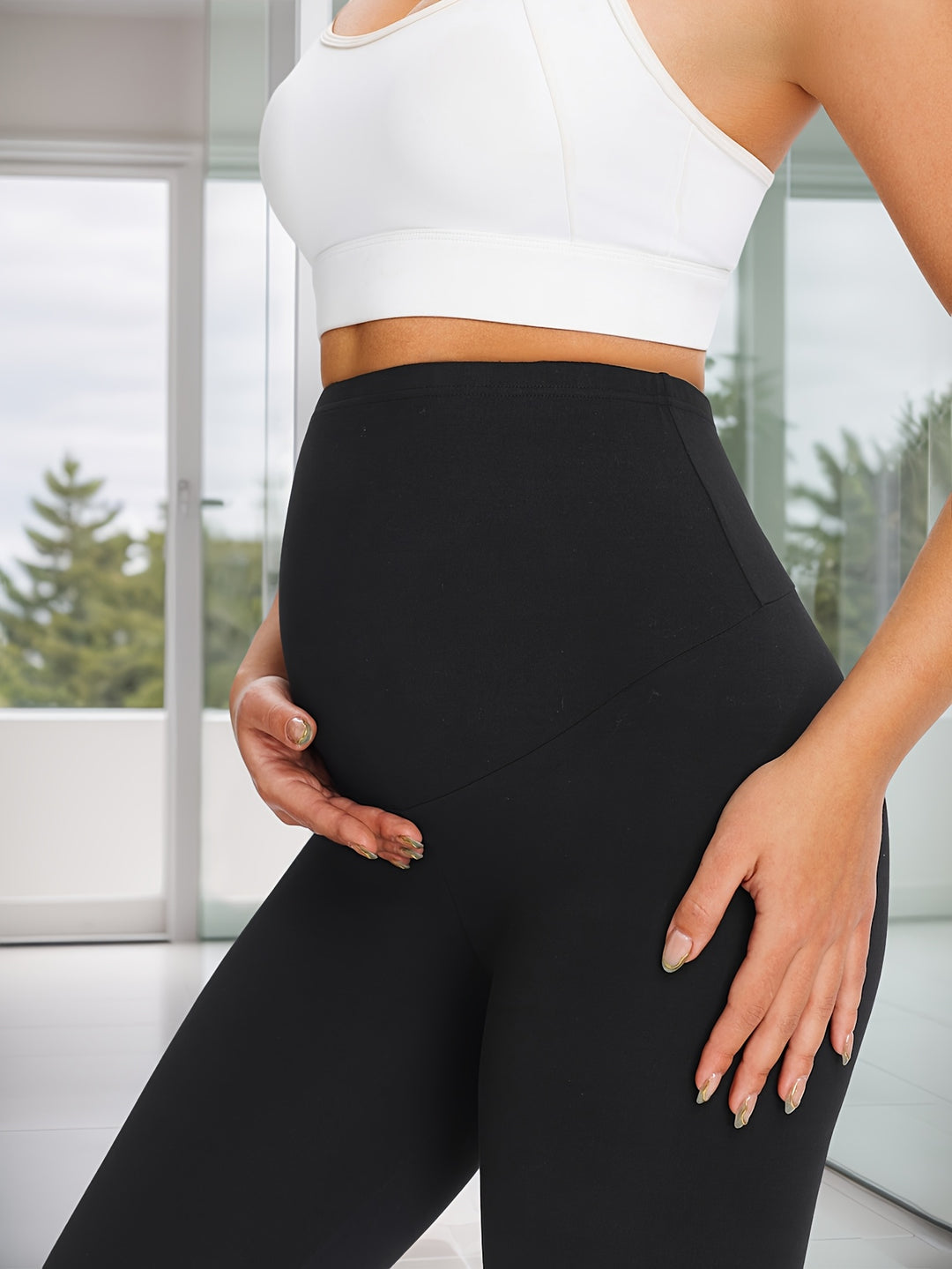 Stylish Black Knit Maternity Pants for Women with Casual Style