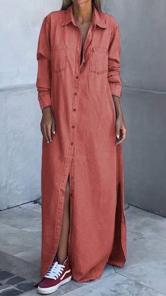 Solveig | Women Long Shirt Denim Dress