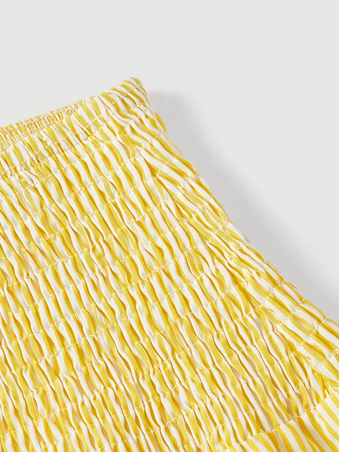 Yellow Skirts Smocked High Waist Tiered Pinstripe Maxi