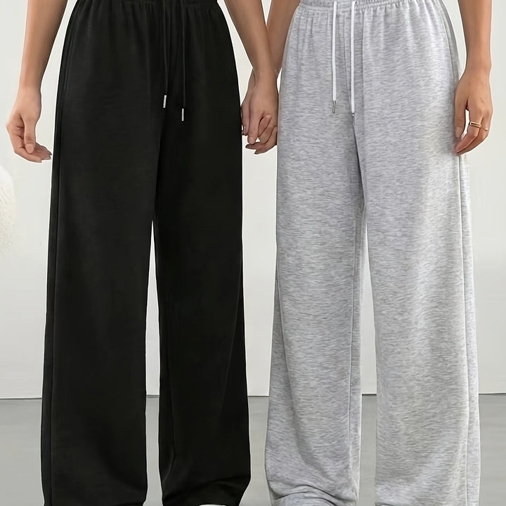 Stylish Black Knit Wide Leg Pants for Women with Flowy Casual Style
