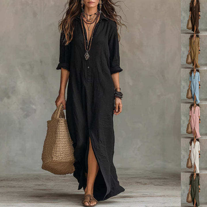Dinah | Women's Collar Button Front Slit Floral Dress