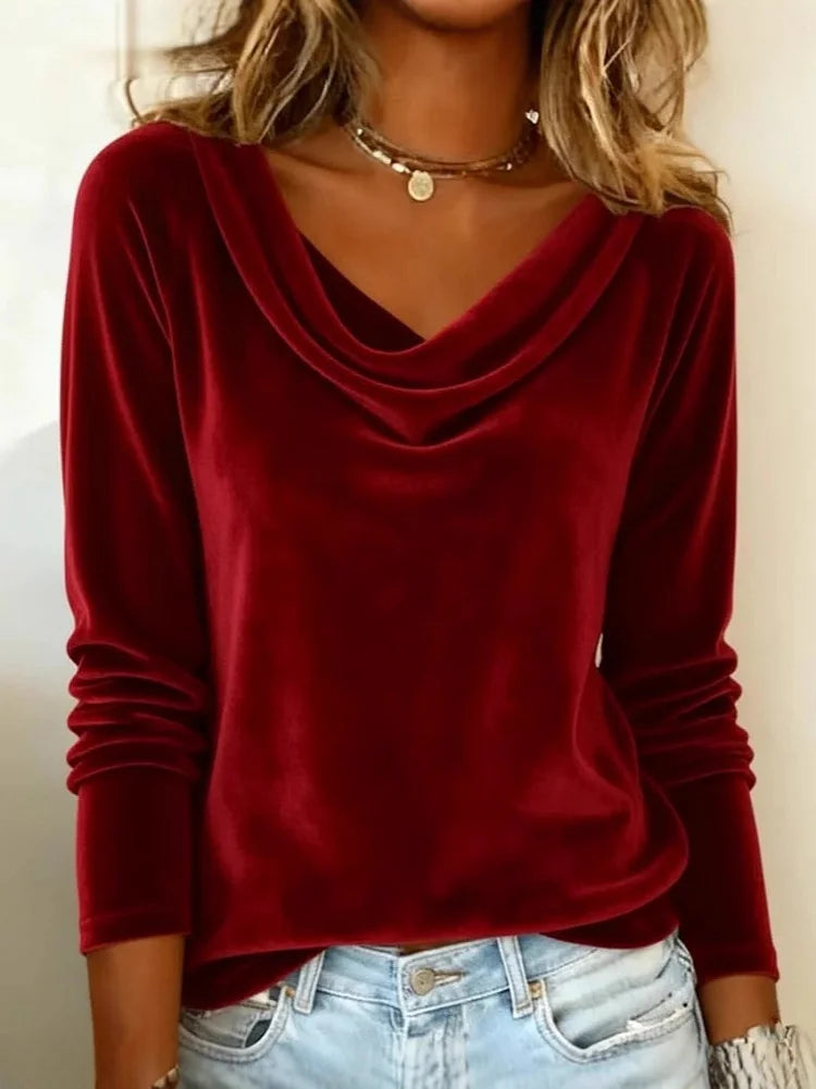 Nimue | Women Velvet Cowl Neck Blouse