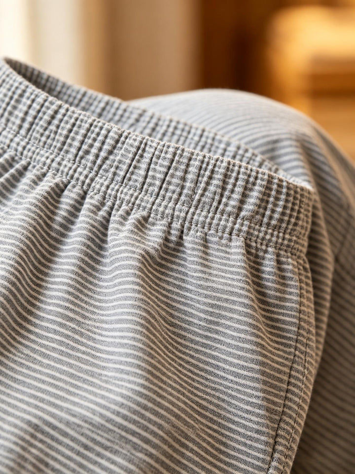 Morgan | Women's Blue Striped Elastic Waist Casual Pajama Set