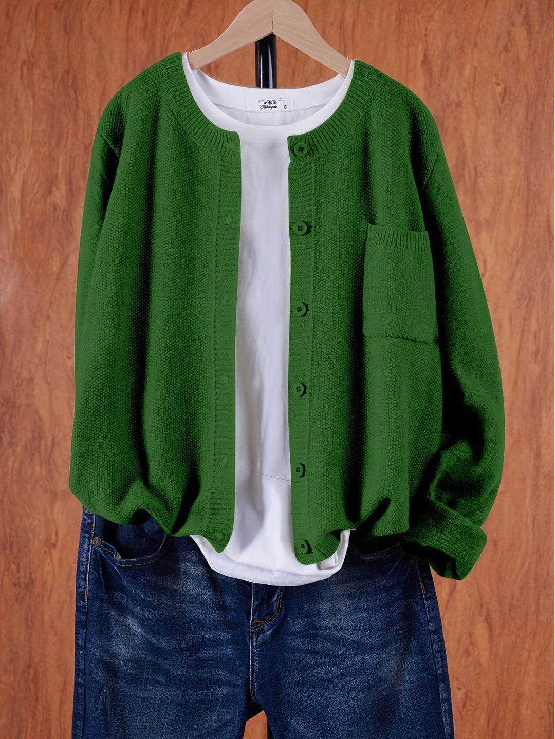 Stylish Cardigan Sweater for Women with Crew Neck Pockets Plus Size Casual Style