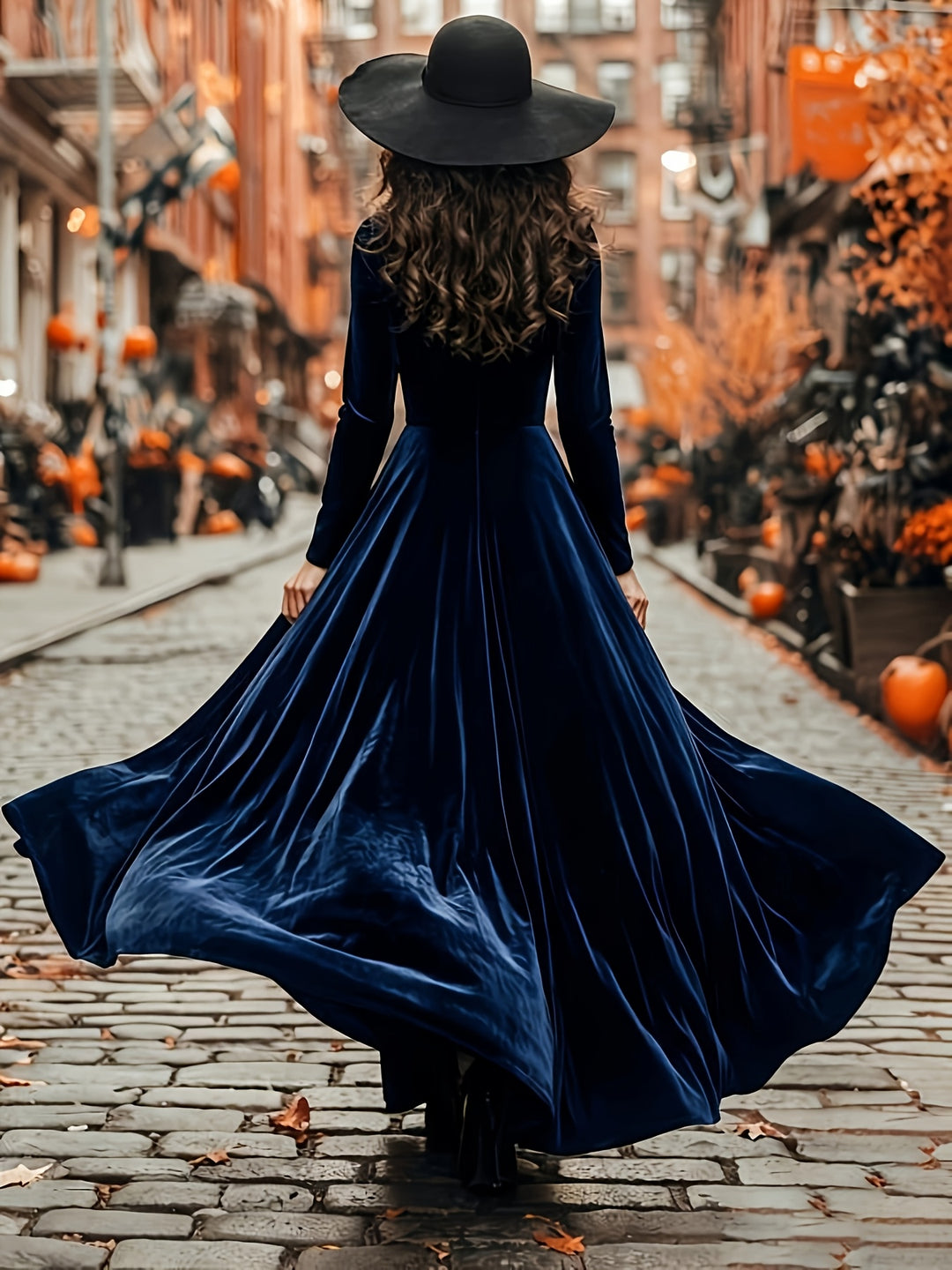 Paisley | Women's Black Plus Size Halloween Velvet Witch Maxi Dress