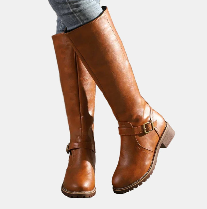 Aelfburg | Women Buckle Accent Knee High Boots