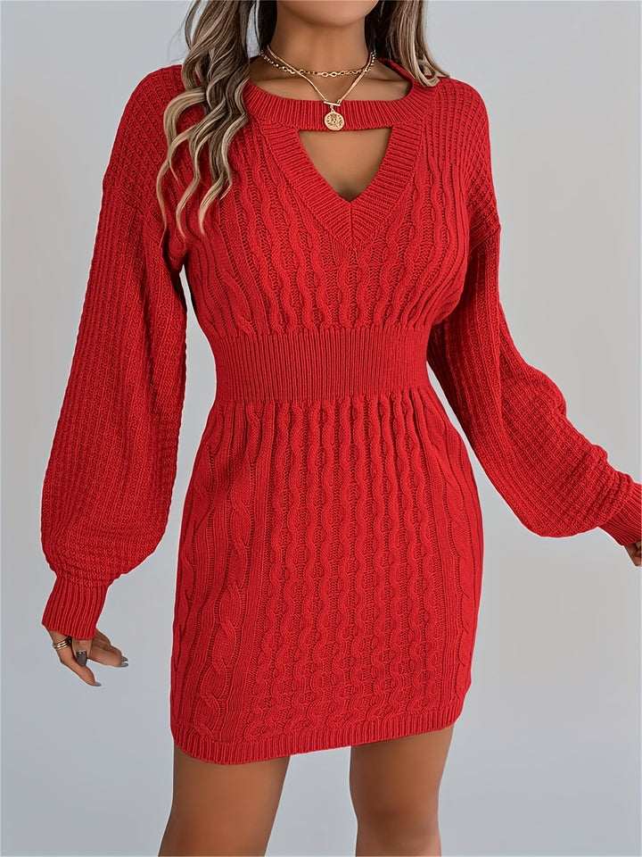Catherine | Women's Knit Crew Neck Long Sleeve Evening Gown