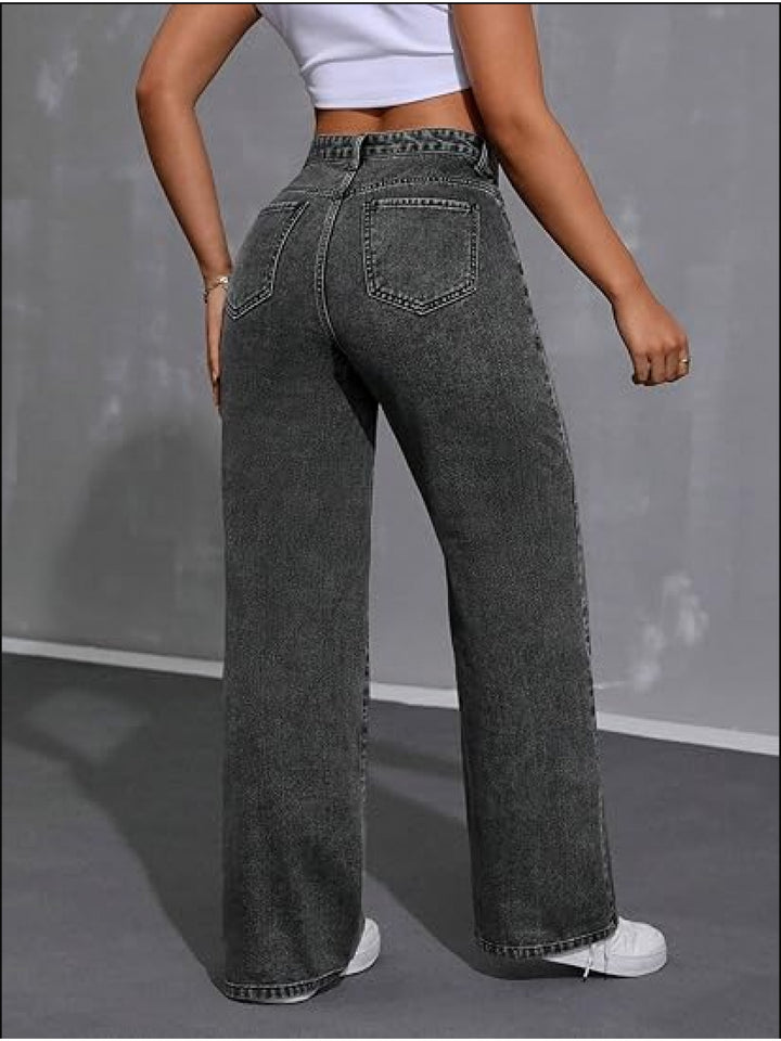 Sadie | Women's Black Denim Wide Leg Casual Relaxed Jeans