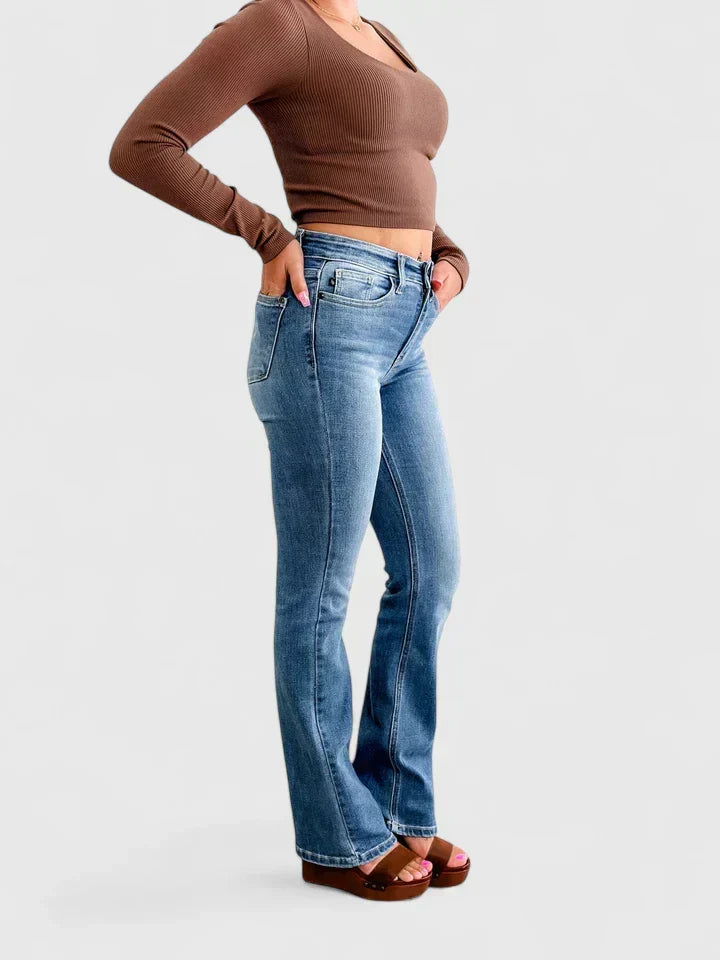 Plesance | Women High Waist Flare Jeans