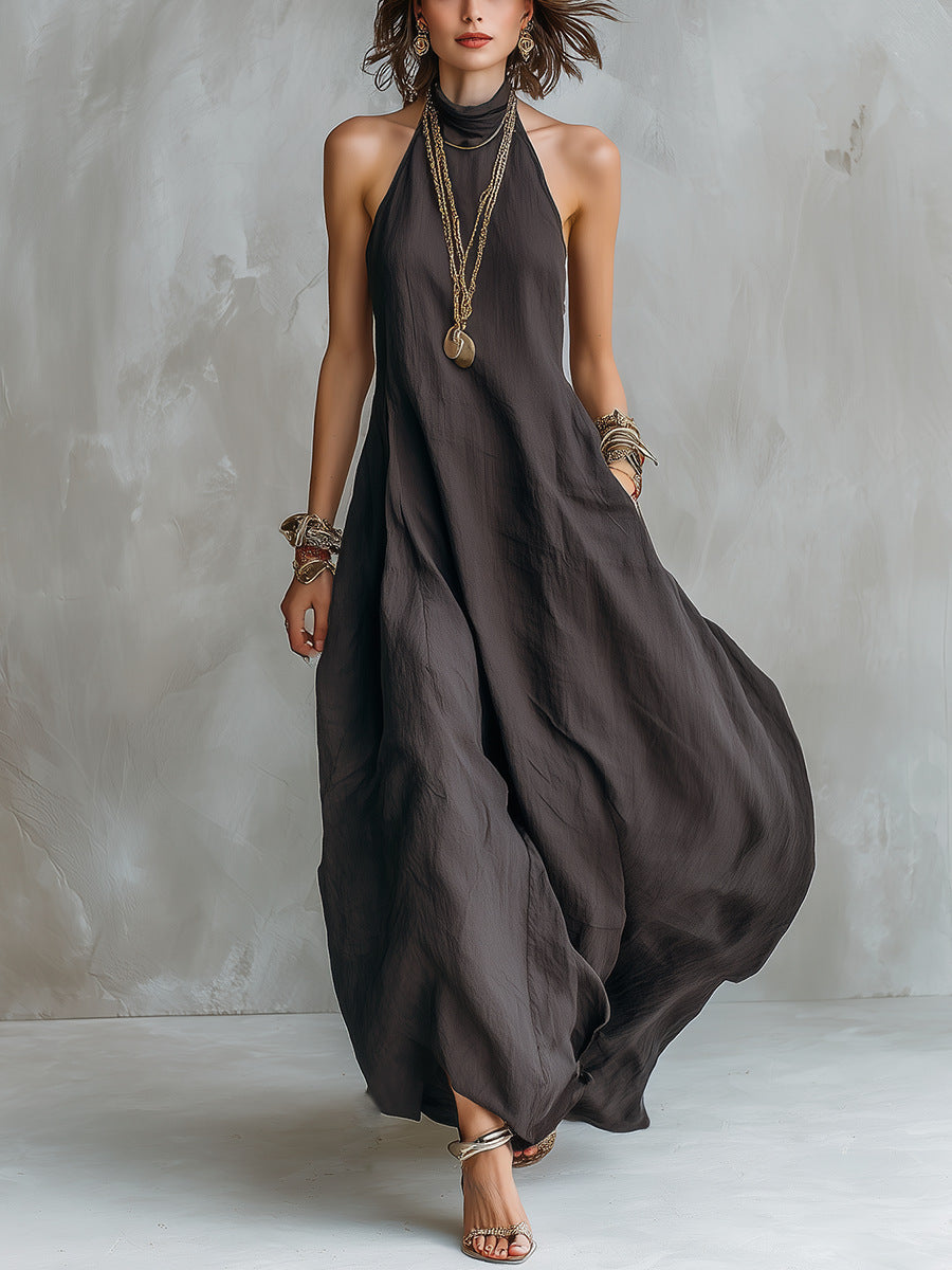 Aerona | Women Halter Neck Flowy Maxi Dress