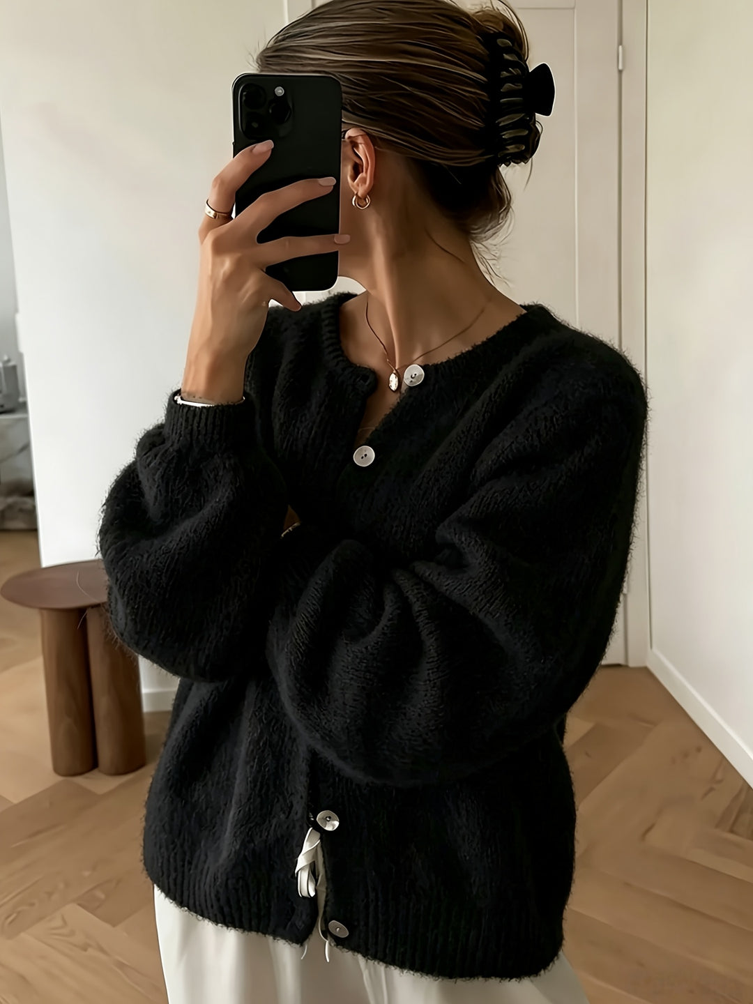 Emily | Women's Knit Crew Neck Long Sleeve Casual Cardigan