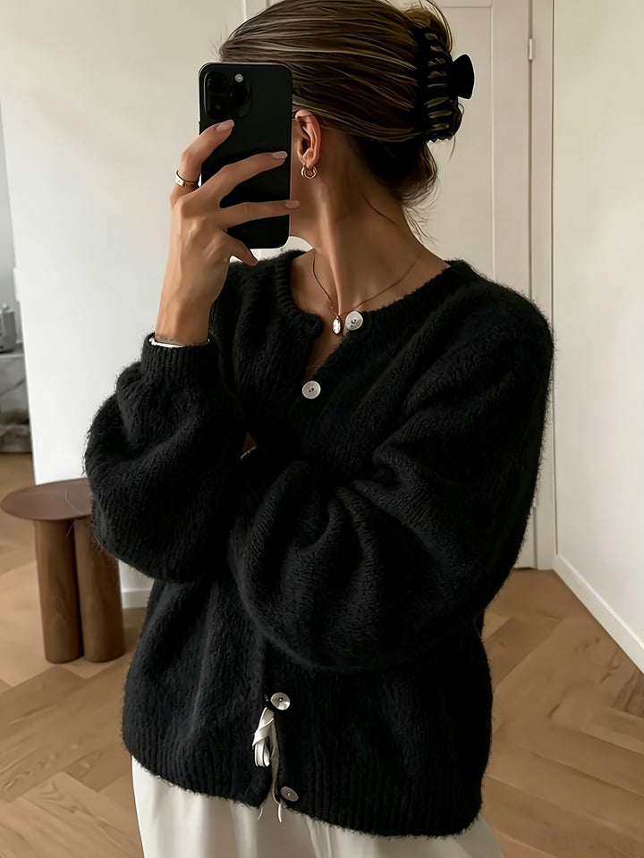 Emily | Women's Knit Crew Neck Long Sleeve Casual Cardigan