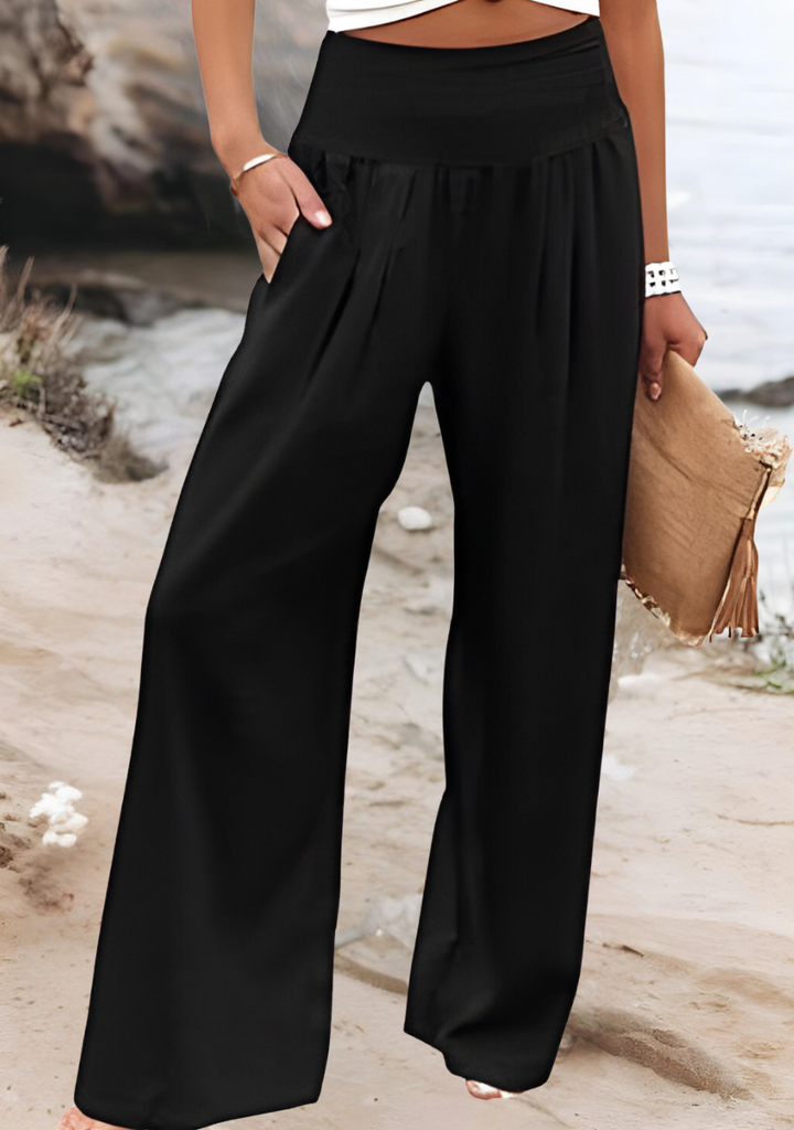 Sierra | Women's Smocked Casual Flowy Wide Leg Pants