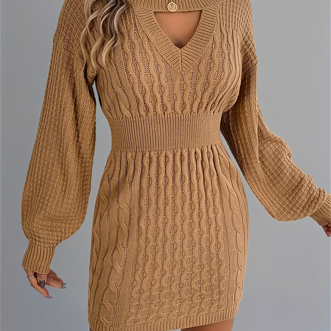 Catherine | Women's Knit Crew Neck Long Sleeve Evening Gown