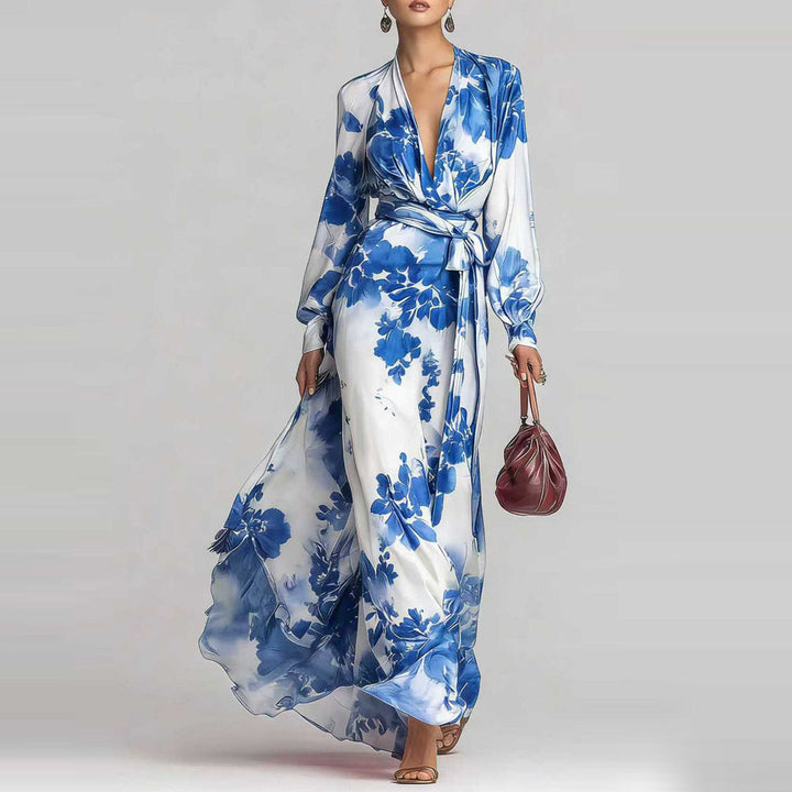 Jolie | Women Floral Wrap Long Sleeve Wedding Guest Dress
