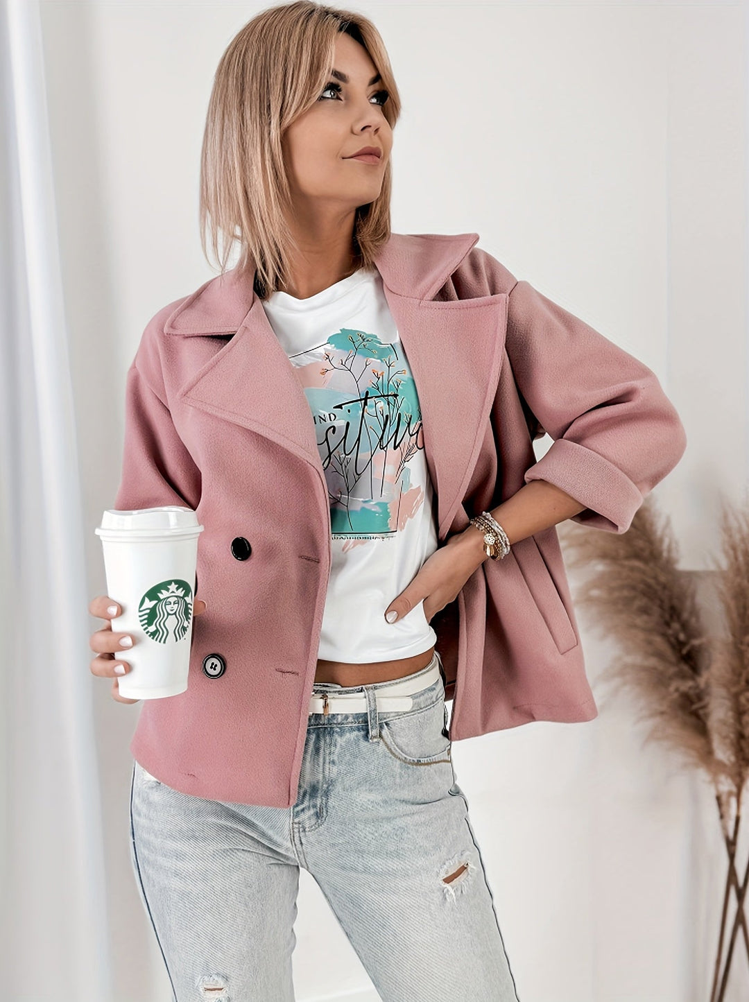 Aldith | Women Cropped Double Breasted Pea Coat