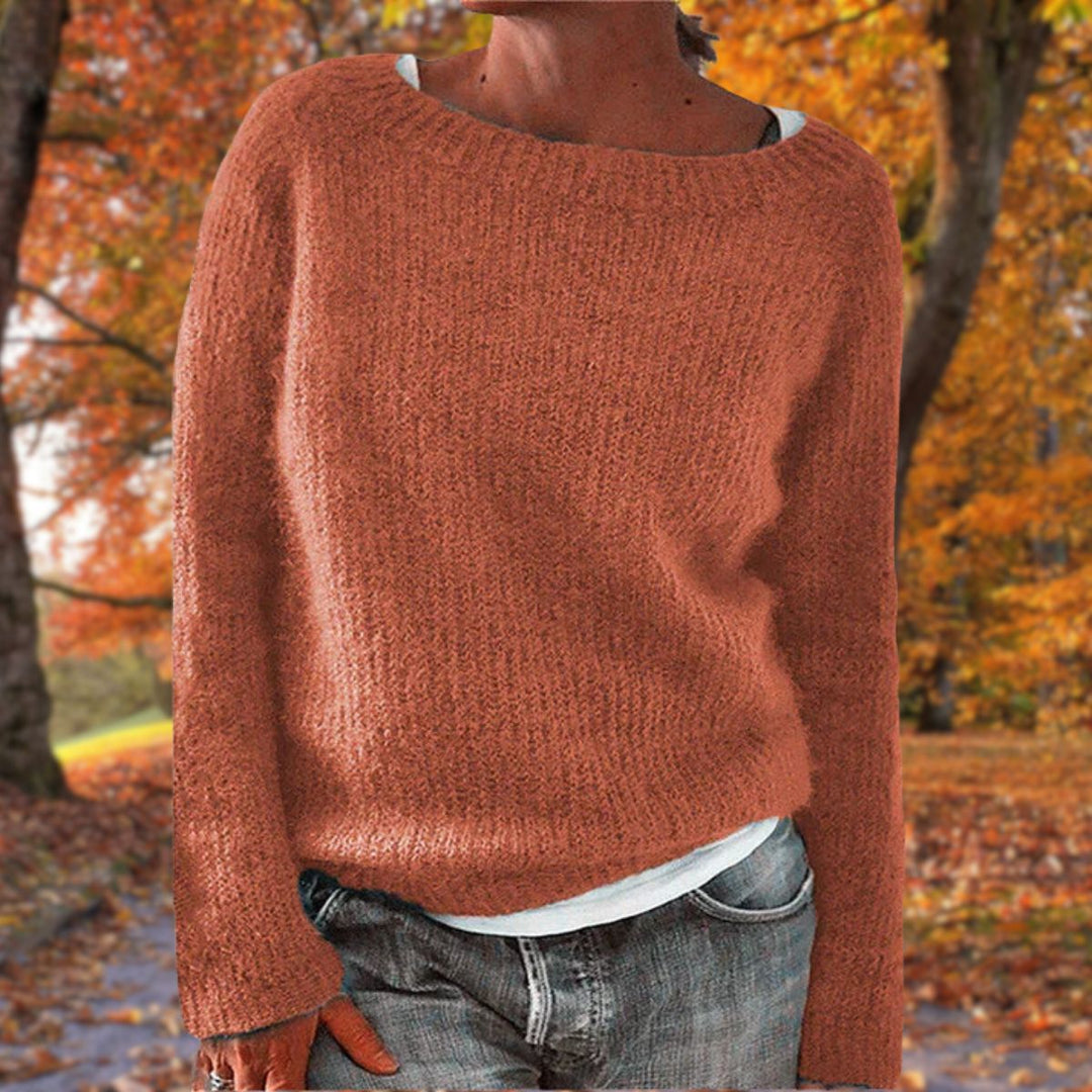 Jazlyn | Women's Boat Neck Ribbed Drop Shoulder Knit Sweater