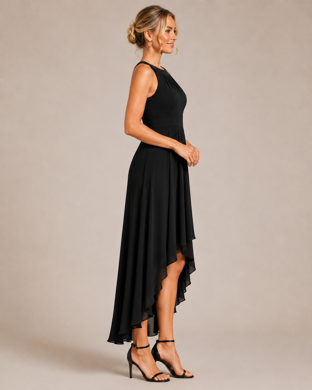 Sable | Women's Halter Neck Sleeveless Pleated Evening Gown