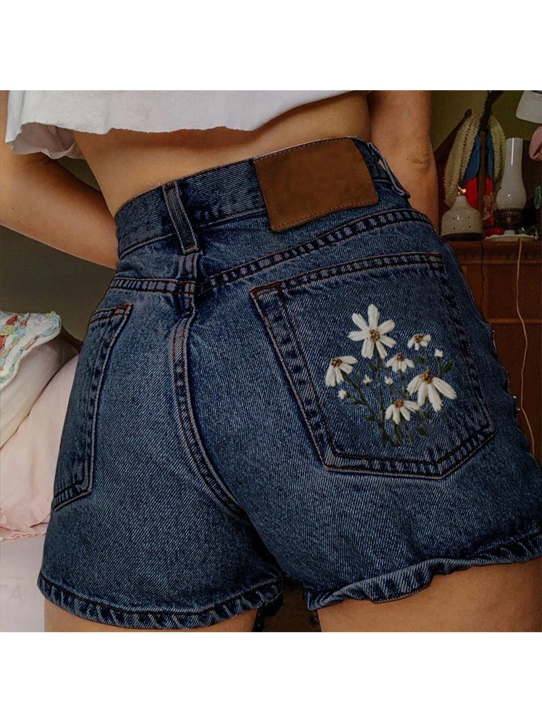 Simone | Women's High Waisted Casual Embroidered Relaxed Jeans