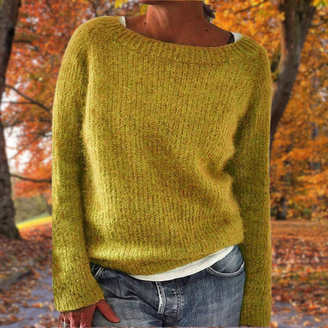 Jazlyn | Women's Boat Neck Ribbed Drop Shoulder Knit Sweater