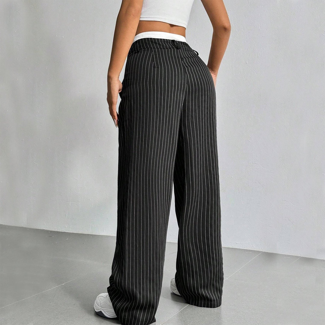 Stylish Stripe Wide Leg Pants for Women with Plus Size Flowy Casual Style