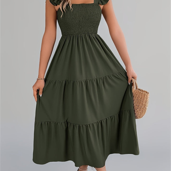 Iris | Women's Wedding Guest Tiered Midi Dress