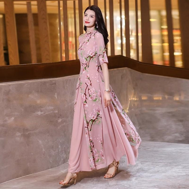 Eluned | Women Mandarin Collar Floral Race Day Dress