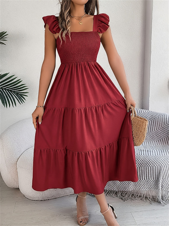 Iris | Women's Wedding Guest Tiered Midi Dress
