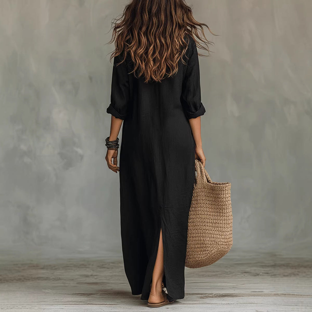 Dinah | Women's Collar Button Front Slit Floral Dress