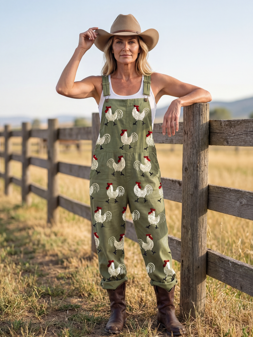 Melisande | Women Rooster Motif Strap Jumpsuit