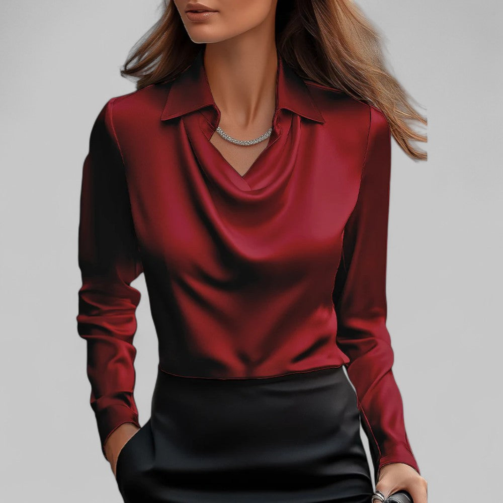 Cora | Women's Plus Size Draped Satin Blouse