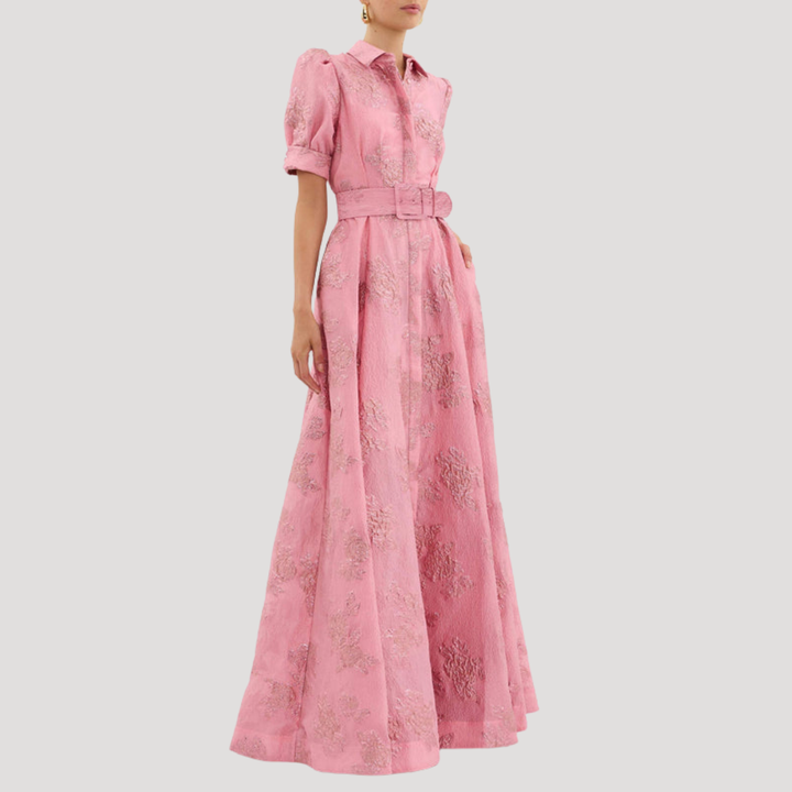 Mali | Women Collar Belt Pink Dress