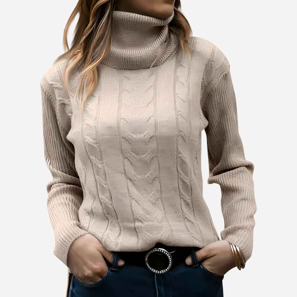 Aeronwy | Women Turtleneck Cable Knit Sweater