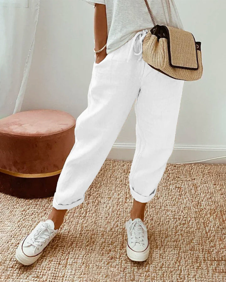 Gemma | Women's Linen Drawstring Casual Pants