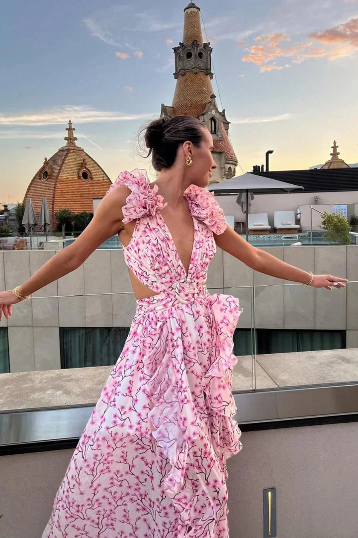 Yolande | Women Floral Ruffle Wedding Guest Dress