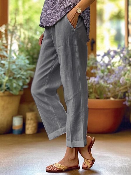 Stylish Trousers for Women with Side Pockets Tailored Plus Size Casual Style