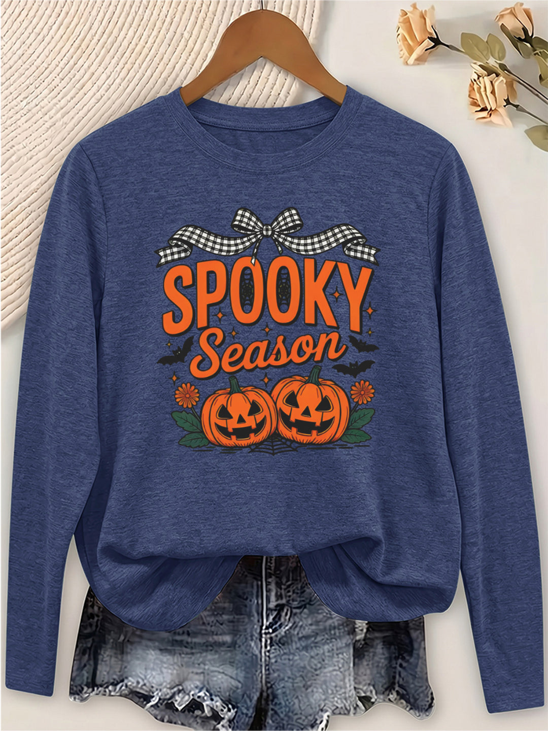 Marlowe | Women's Halloween Sweater Pumpkin Bat Print