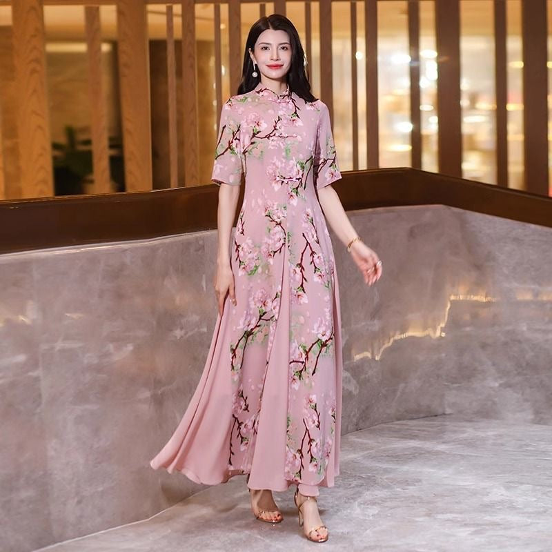 Eluned | Women Mandarin Collar Floral Race Day Dress