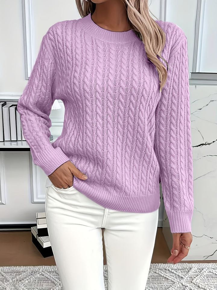 Aeron | Women Crew Cable Knit Pullover