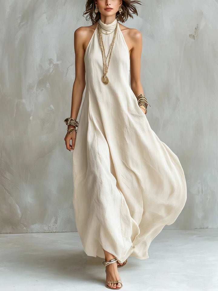 Aerona | Women Halter Neck Flowy Maxi Dress