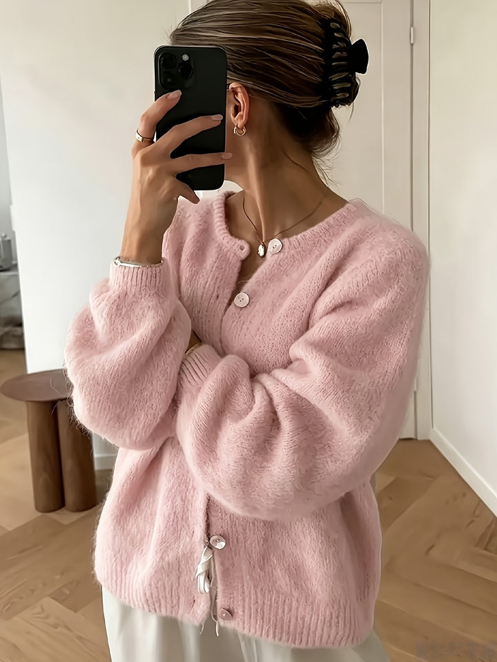 Emily | Women's Knit Crew Neck Long Sleeve Casual Cardigan