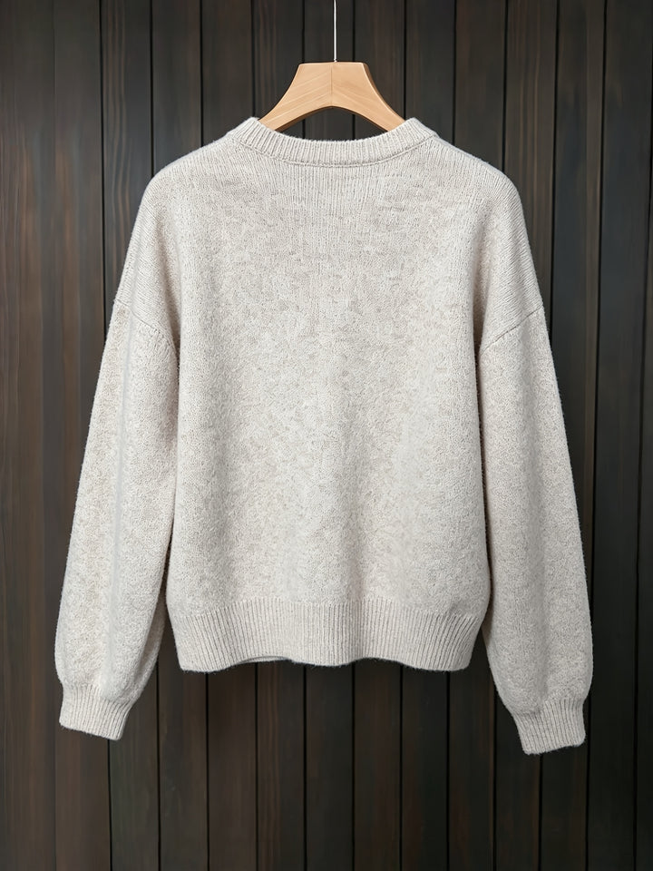 Emily | Women's Knit Crew Neck Long Sleeve Casual Cardigan