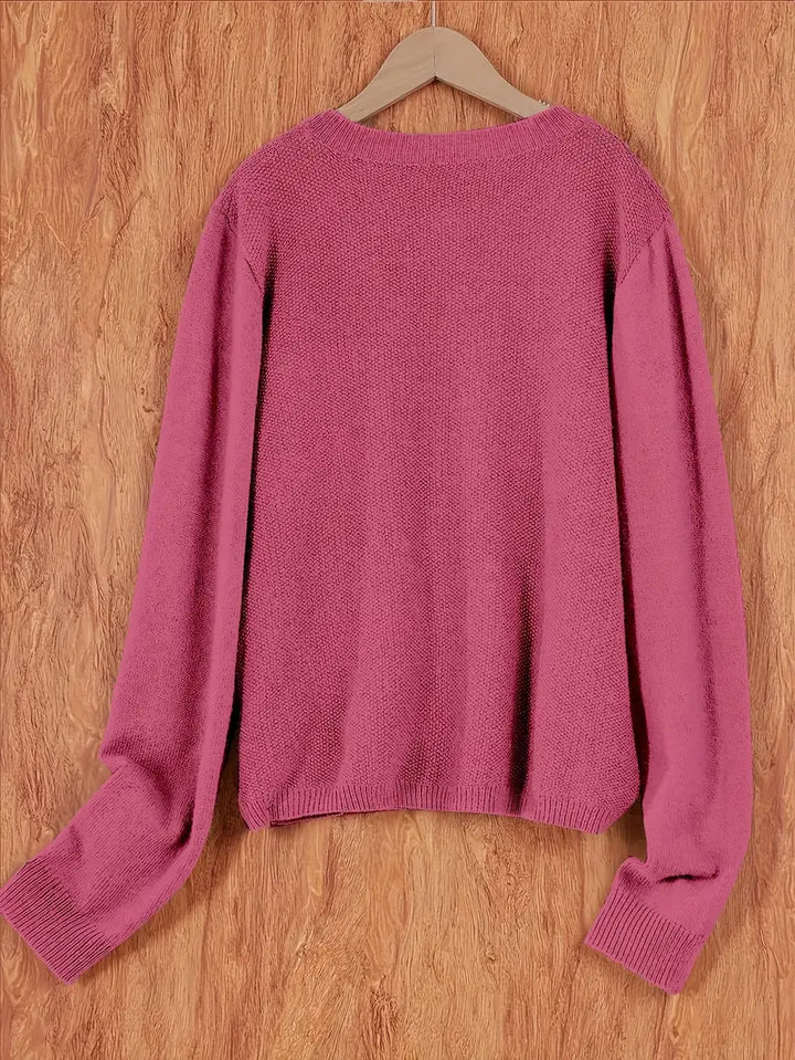 Stylish Cardigan Sweater for Women with Crew Neck Pockets Plus Size Casual Style