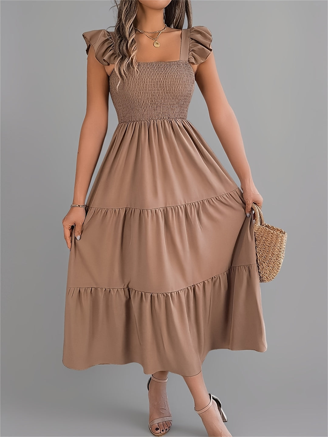 Iris | Women's Wedding Guest Tiered Midi Dress