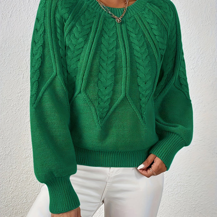 Anselma | Women Raglan Cable Knit Pullover