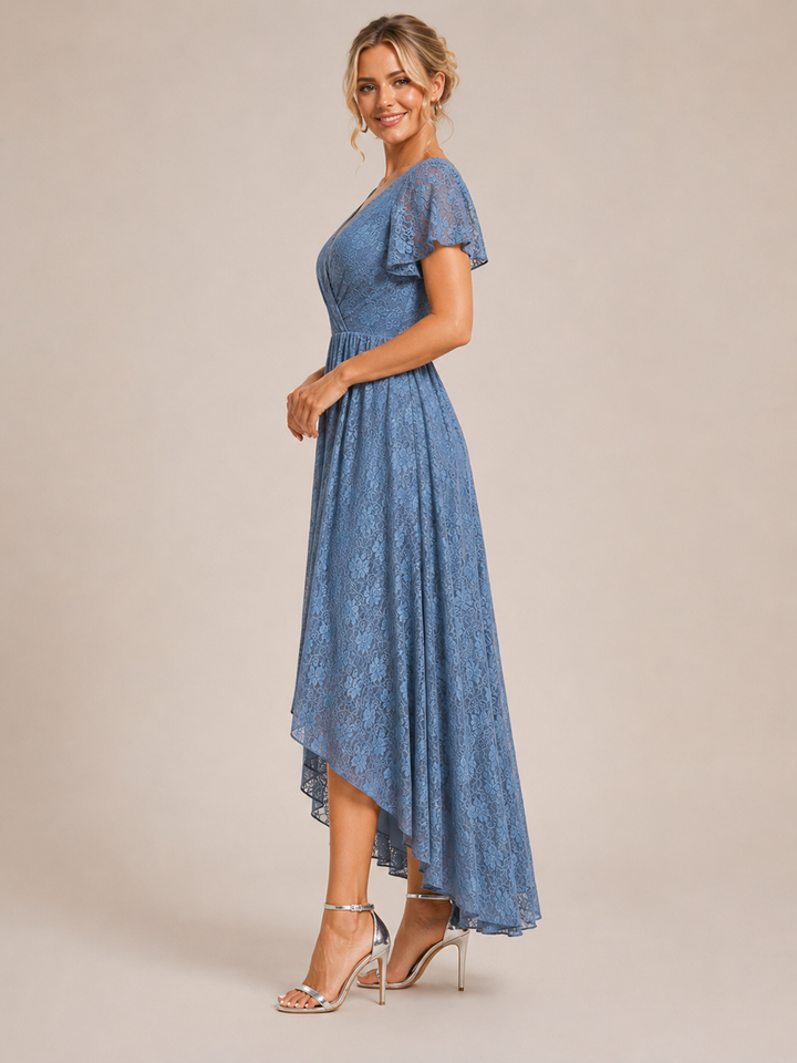 Pearl | Women's Floral V Neck Wrap Front Evening Gown