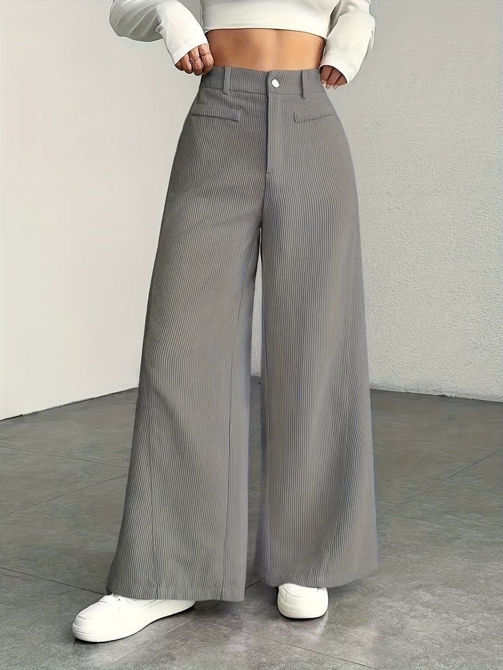 Endelyn | Women High Waist Corduroy Flowy Pants