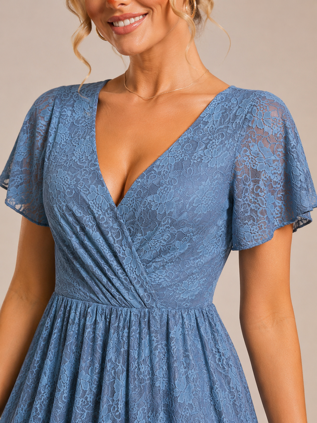 Pearl | Women's Floral V Neck Wrap Front Evening Gown