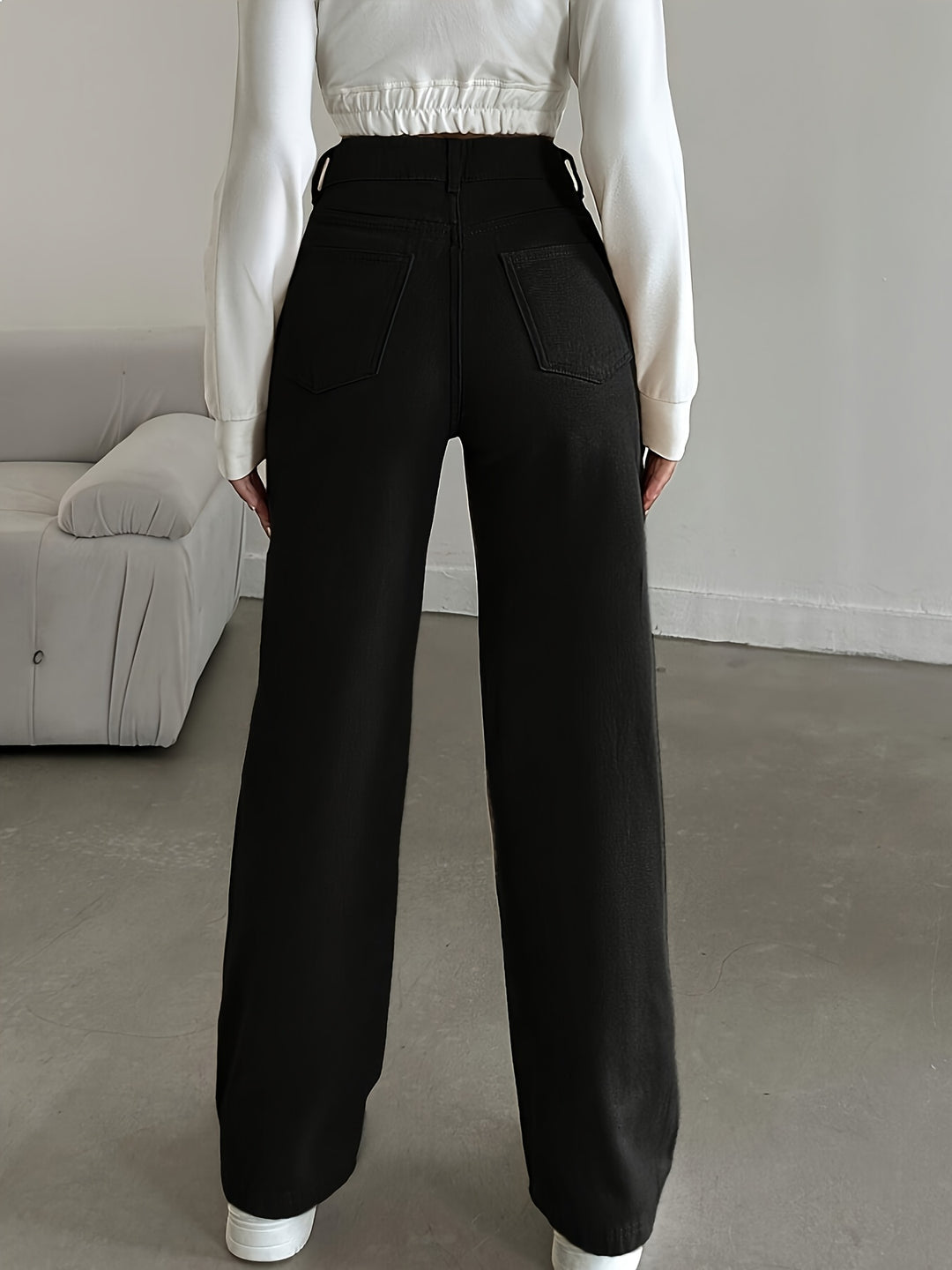 Blake | Women's Black Denim Straight Leg Party Relaxed Jeans